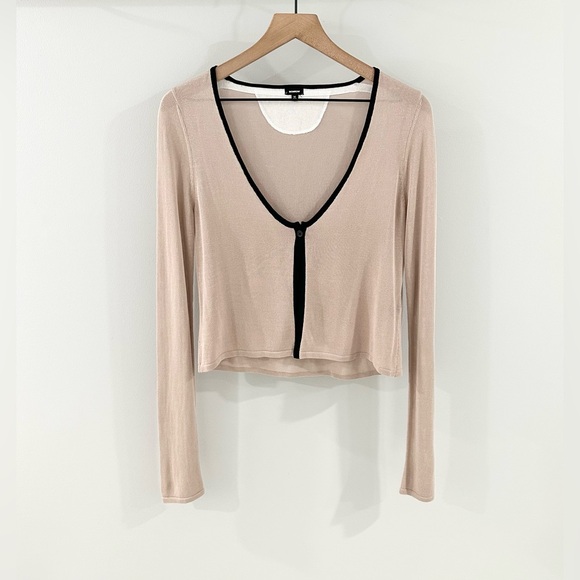 Monrow Women’s Crop Cardigan Tan Size Medium - Picture 3 of 7